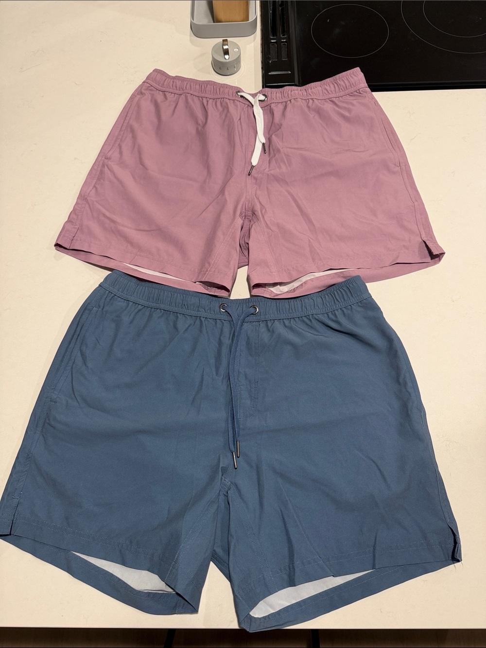 BAMBOO Light Gray & Slate Blue Athletic Shorts